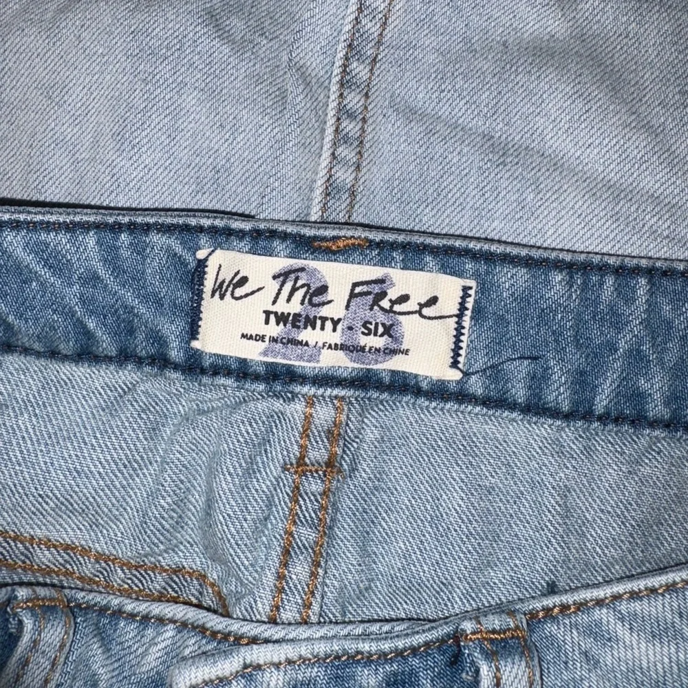Free People Ripped 100% Cotton Denim Mini Skirt in Breezy Blue Sz. 26 Sz. 2